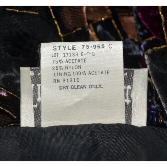 Vintage 80's Tres Paquette Velvet Blazer Jacket Mixed Print Size M Unique Retro - Picture 9 of 10